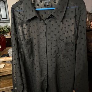 Torrid Black Polka Dot Sheer Top